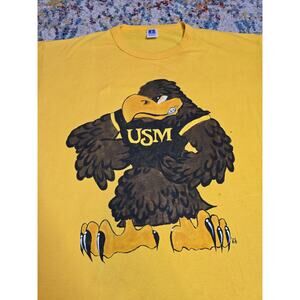 Vintage 80's Southern Mississippi Golden Eagles Handpainted Graphic T-Shirt XL